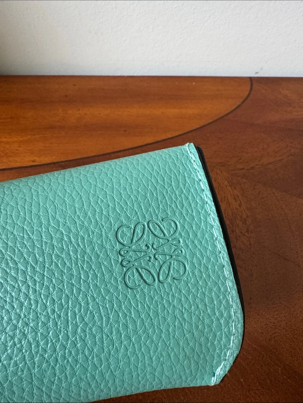 LOEWE Leather Sunglasses Case in Aqua Blue, NWOT